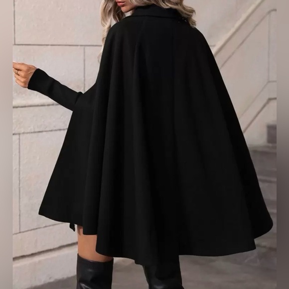 Classic Double Button Cape Jacket Coat - Picture 2 of 3